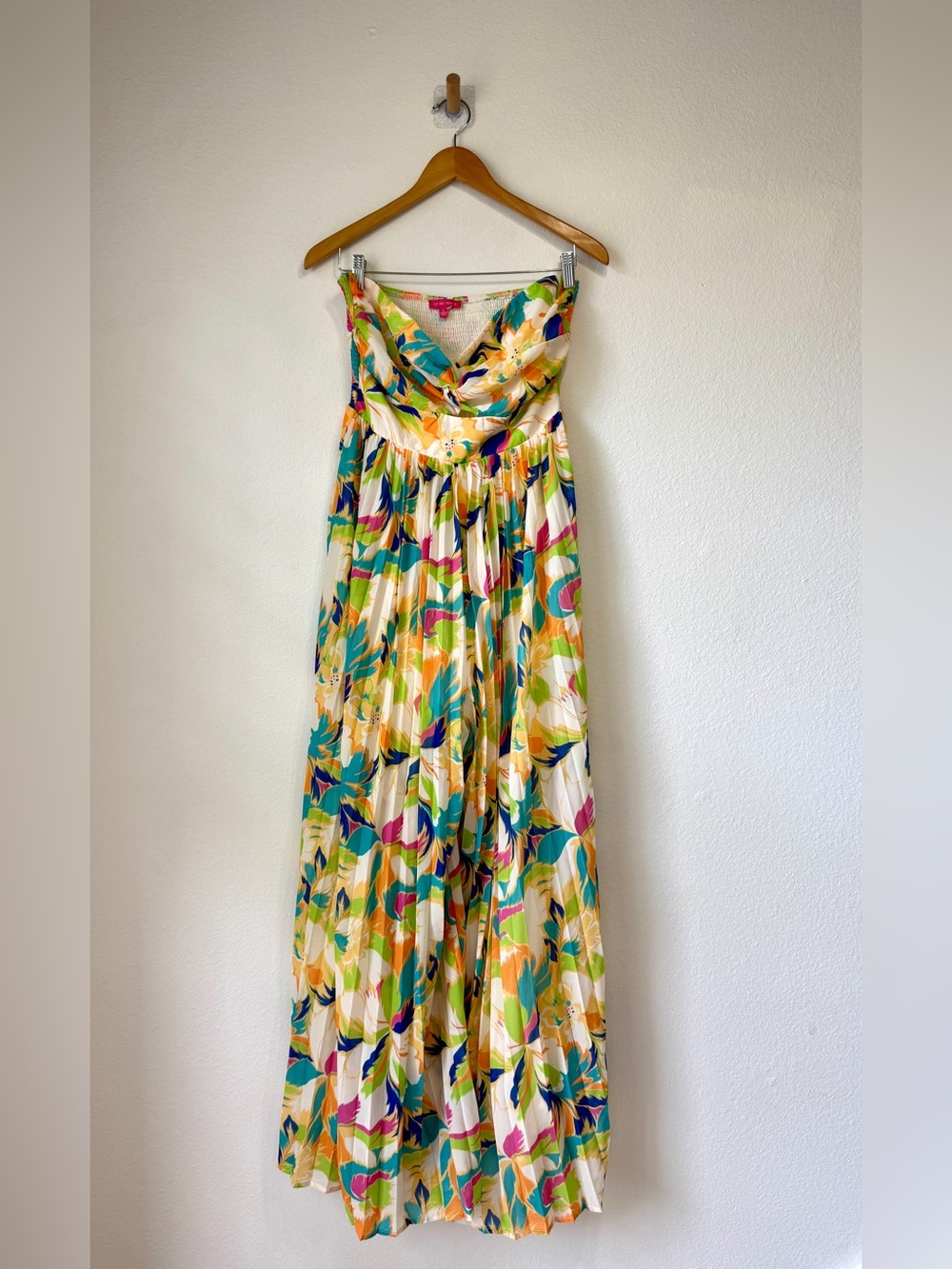 Flying Tomato Strapless Tropical Print Wide Leg Jumpsuit Size L - Picture 6 of 11